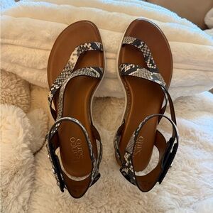 Franco Sarto Black and White Snakeskin Sandals